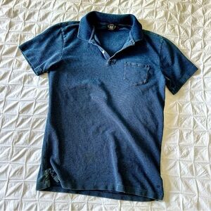 RRL Double RL Indigo Blue Navy Knit Polo Shirt sz M Vintage Style Ralph Lauren